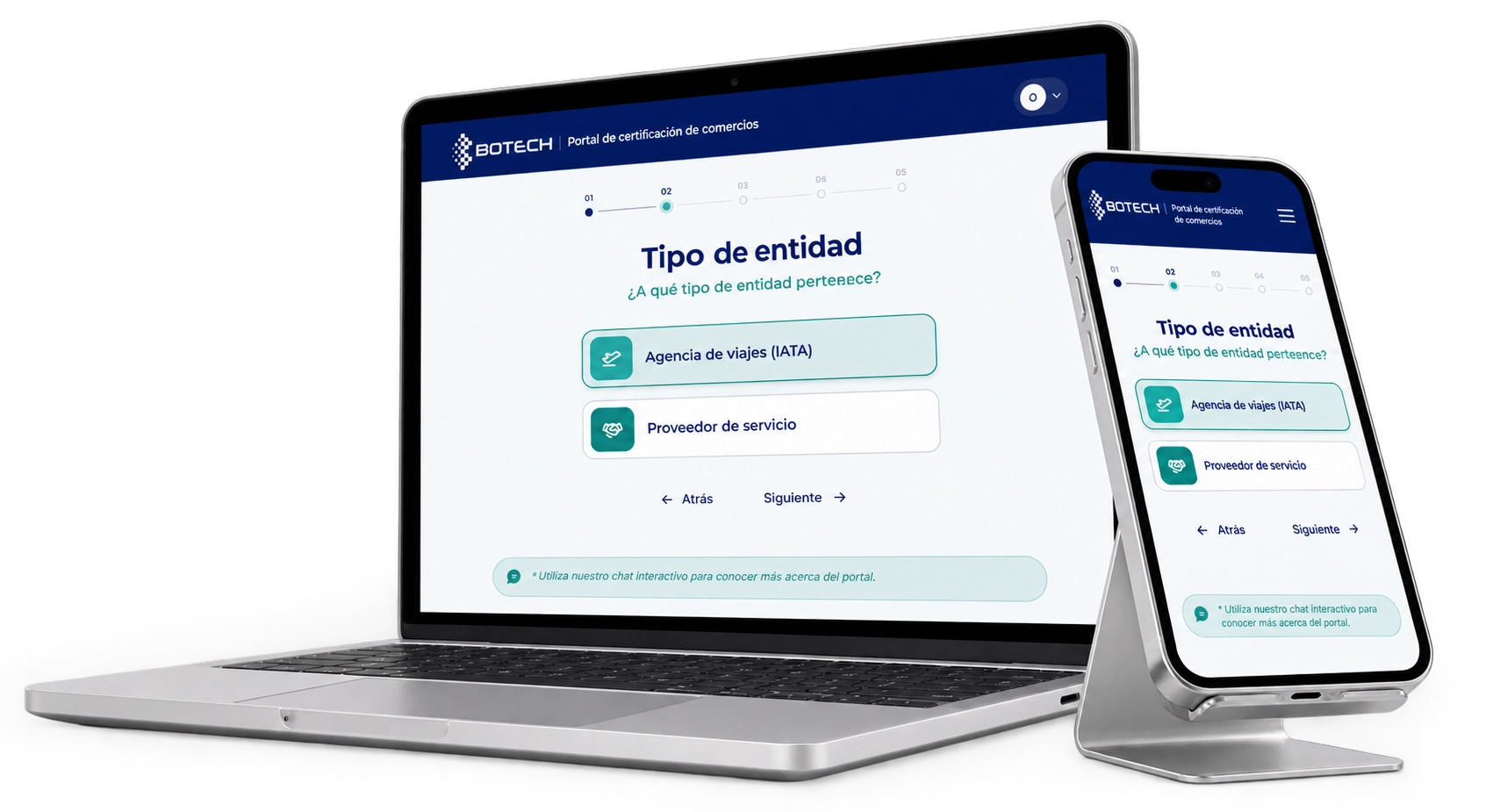 Portal de Certificación de Comercios de BOTECH en portátil y móvil